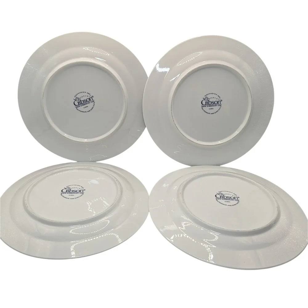 Gibson Dessert Salad Plate‎ Palm Tree Bahama Bay Tropical Vintage Set of Four